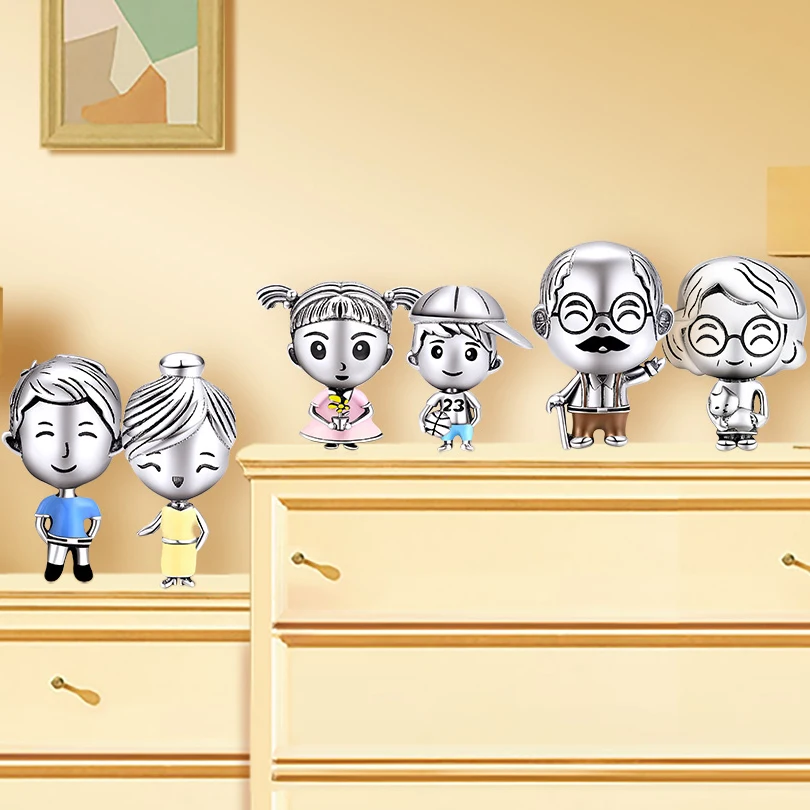 Подходит браслет мама очарование 925 стерлингового серебра счастливый семья