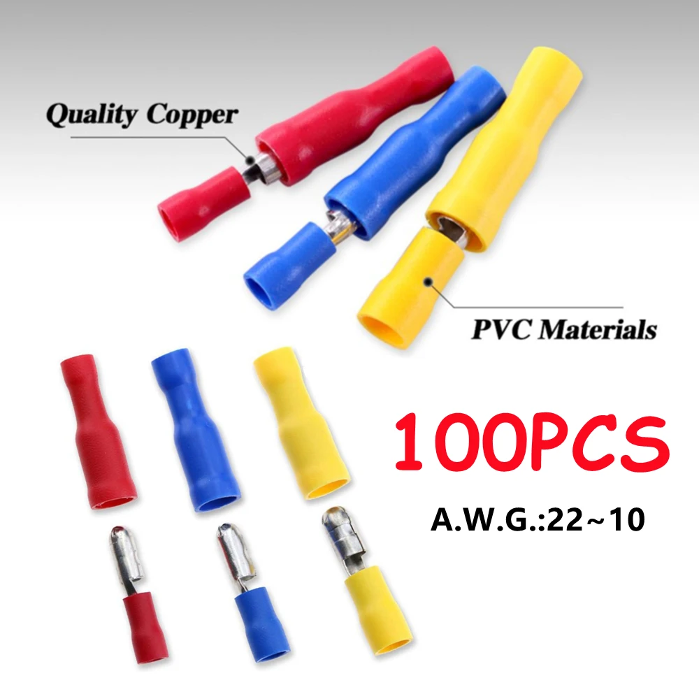 

100 шт., соединители для электрических проводов холодного отжима, 22 ~ 10awg