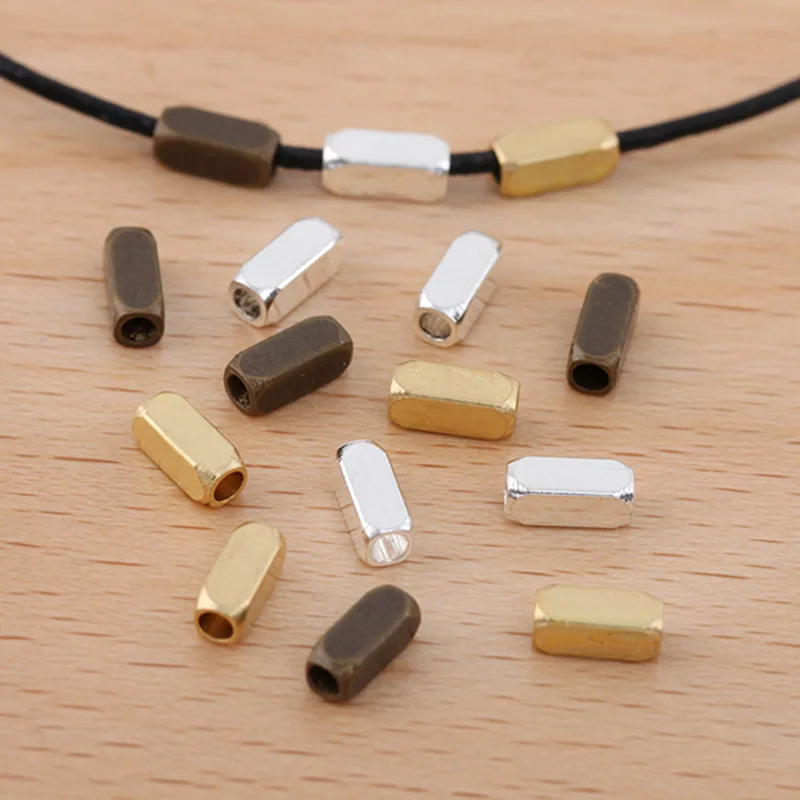 

250pcs 2.5*6mm Square Beads Metal Brass Spacer Beads Loose Beads DIY Jewelry Accessories
