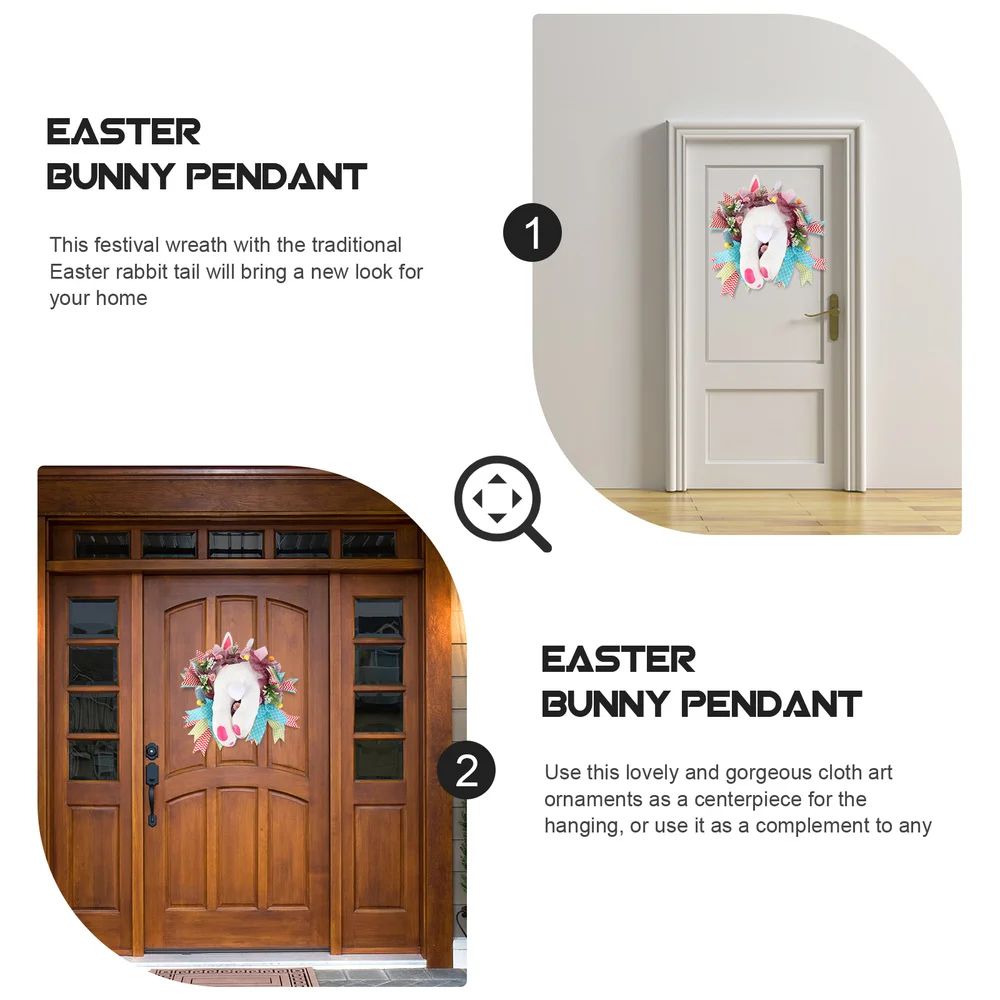 

1Pc Easter Rabbit Tail Wreath Easter Festival Garland Wall Door Decoration
