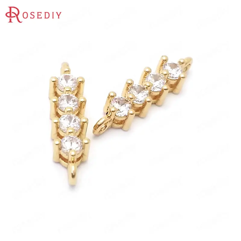 Латунные подвески и циркониевые ювелирные изделия с 2 отверстиями 10 шт. 19x39098 мм 24