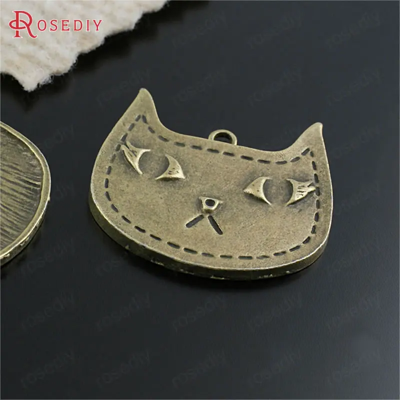 

(30083)5PCS 38x37MM Antique Bronze Zinc Alloy Cat Charms Pendants Jewelry Making Supplies Diy Findings Accessories