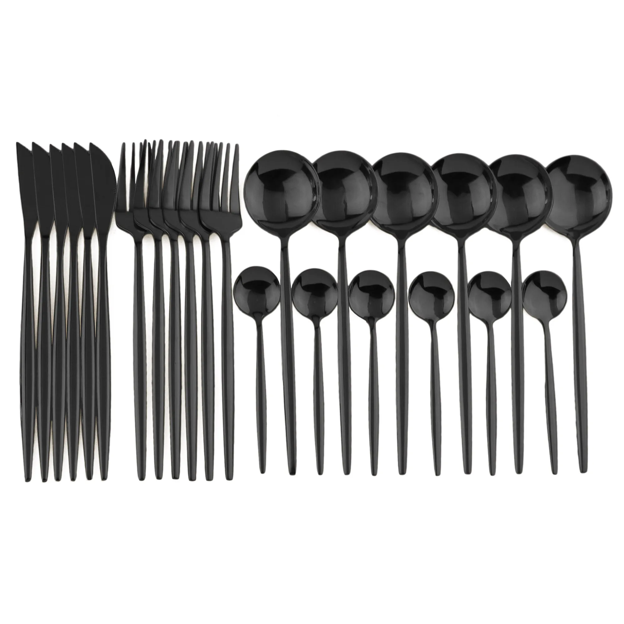 

24pcs Black Dinnerware Set Stainless Steel Cutlery Set Fork Knife Spoon Tableware Set Flatware Set Silverware Set Gift Box