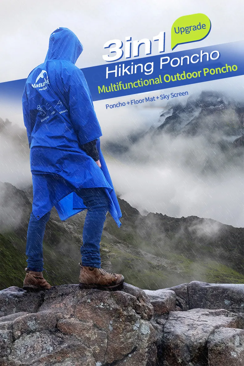 Naturehike Открытый дождевик 3 в 1 Многофункциональный дождевик непромокаемый портативный используется для коврики Палатка Туризм путешествия Кемпинг Рыбалка