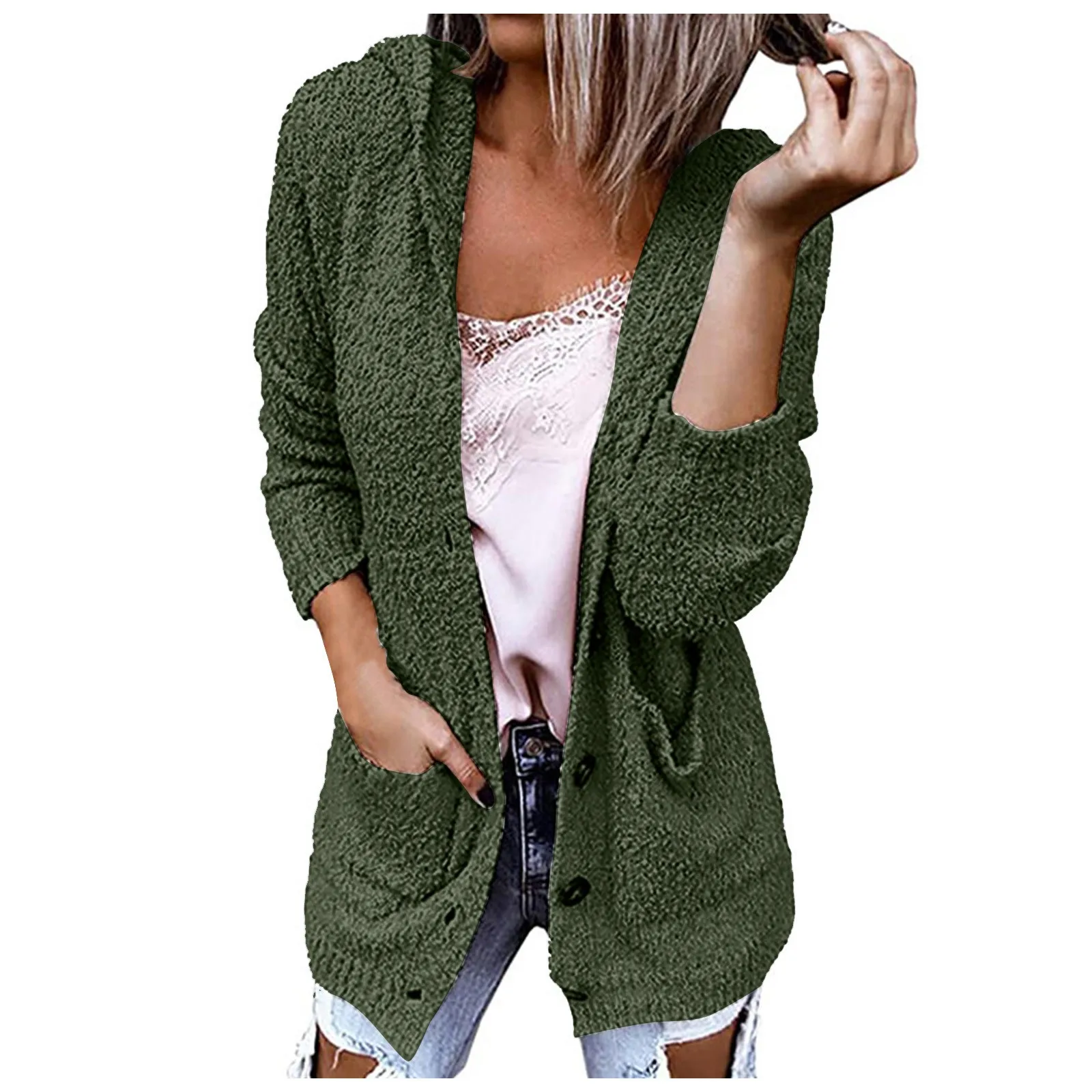 

Women's Fashion Long Sleeve Cardigan Vintage Solid Colour Single Breasted Sweater Cardigan Autumn And Winter Warm Loose Coat