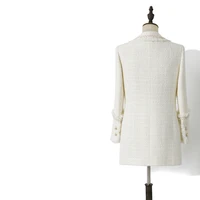 autumn womens white tweed small fragrance sleeve elegant tassel jackets double breasted long coats outerwear