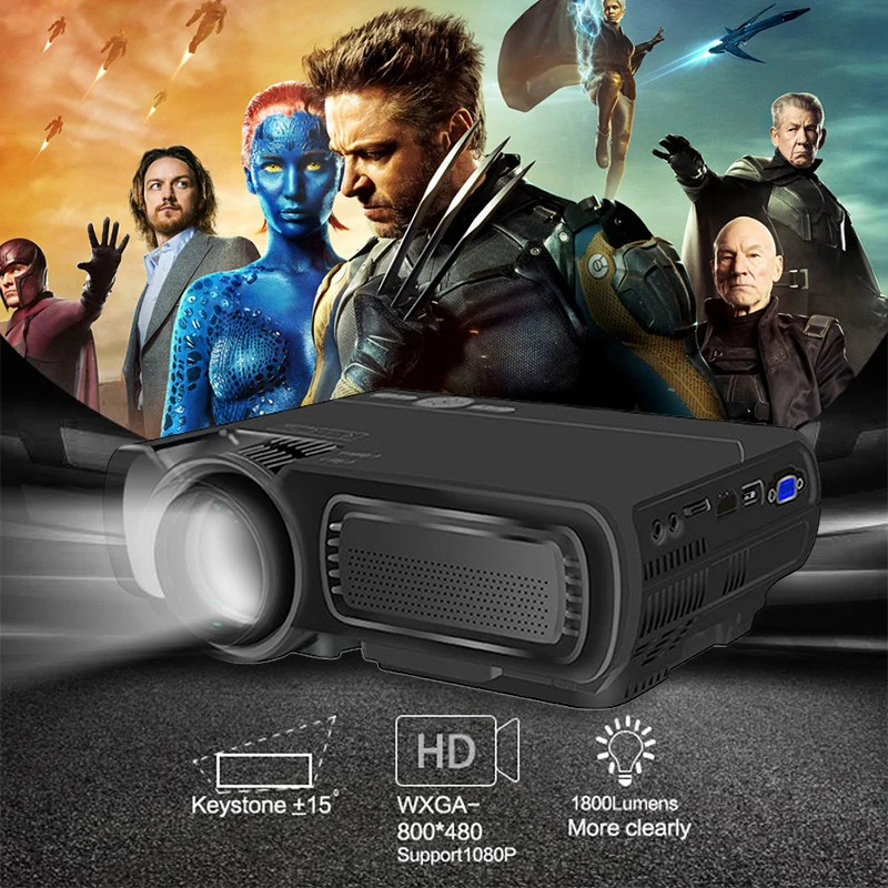 UNIC T5 светодиодный 1080P 800X480 пикселей 3D проектор wifi Bluetooth HDMI USB ЖК домашний кинотеатр медиаплеер Android, мультимедийный проектор синхронизация экрана