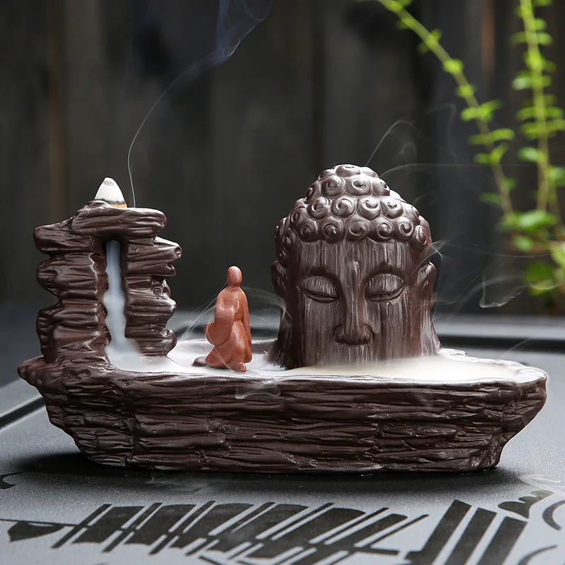 

Backflow Incense Burner Ceramic Mountain Incense Sticks Aroma Diffuser Buddha Decor Decoration Zen Incensario Home Decor BK50XX