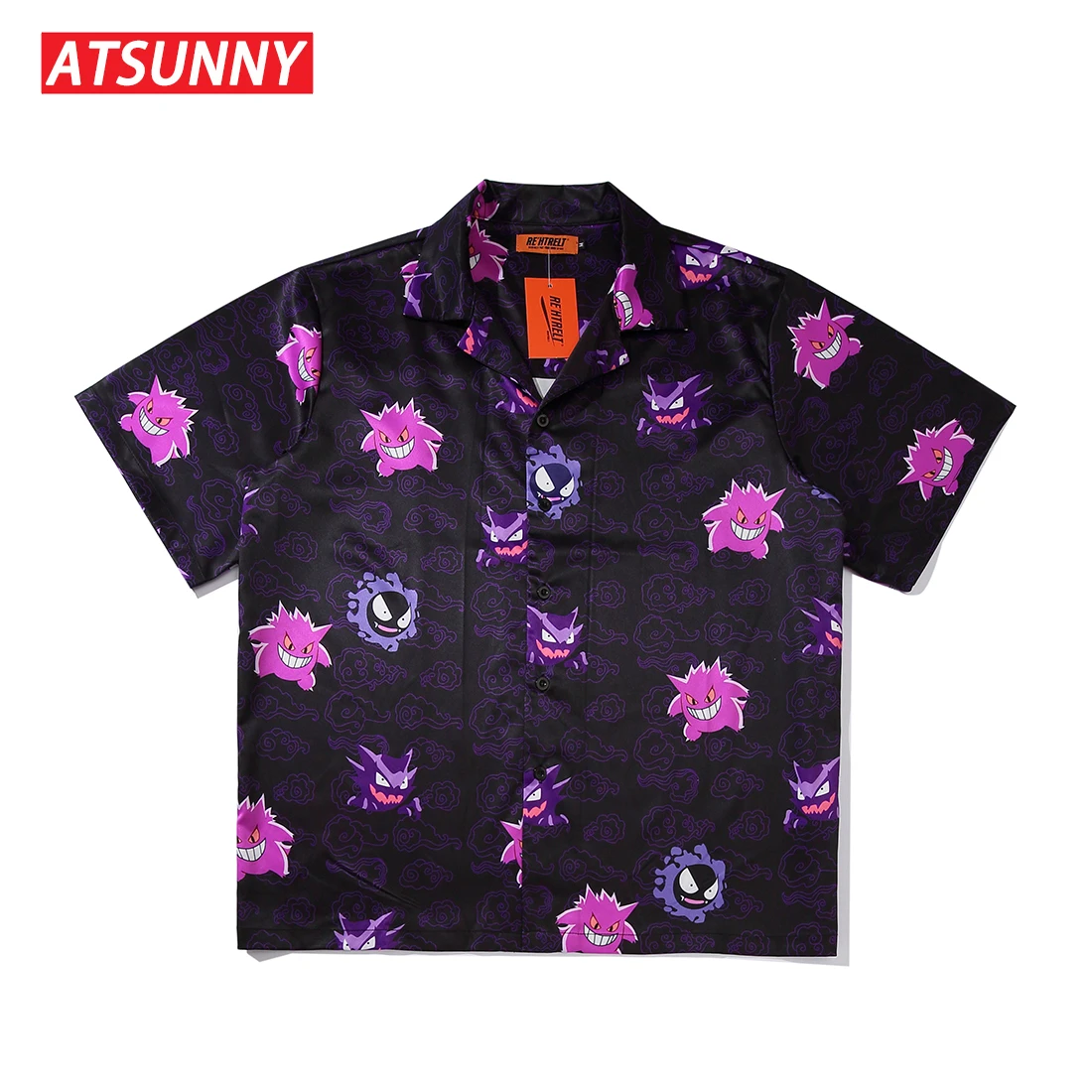 

ATSUNNY 2021 Spring Summer Cartoon Anime T-Shirt Men Harajuku T-Shirt Cotton Fashion Ghost Stone Printing Tops