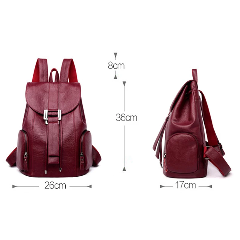 

Women Leather Backpack Female Large Black Waterproof Soft Pu Back Pack Ladies High Quality Drawstring Hasp Women's Bags 2020