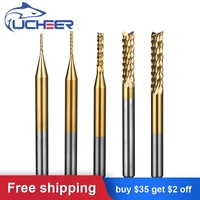ucheer 10pcs 3 175 pcb corn milling cutter tin coating tungsten router bits cutting end mill for engraving machine