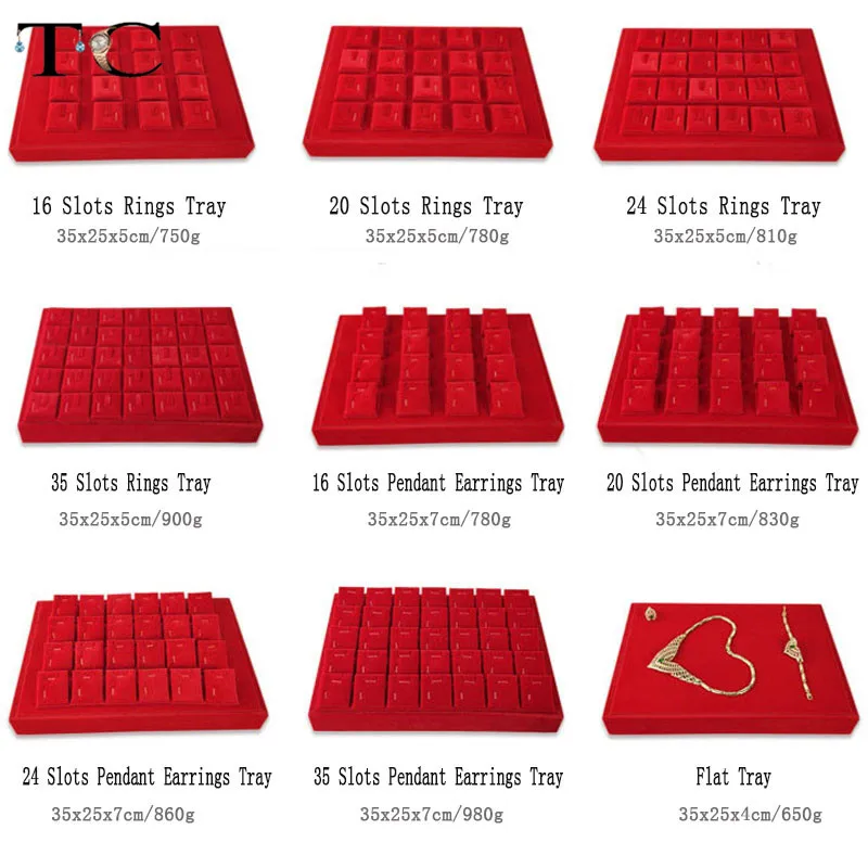 Красный бархат ювелирные изделия Дисплей подставка держатель лотка кольца
