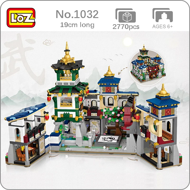 

CB LOZ 1032 Architecture Martial Arts Centre Kung Fu School 3D Model DIY Mini Blocks Bricks Building Toy For Children No Box