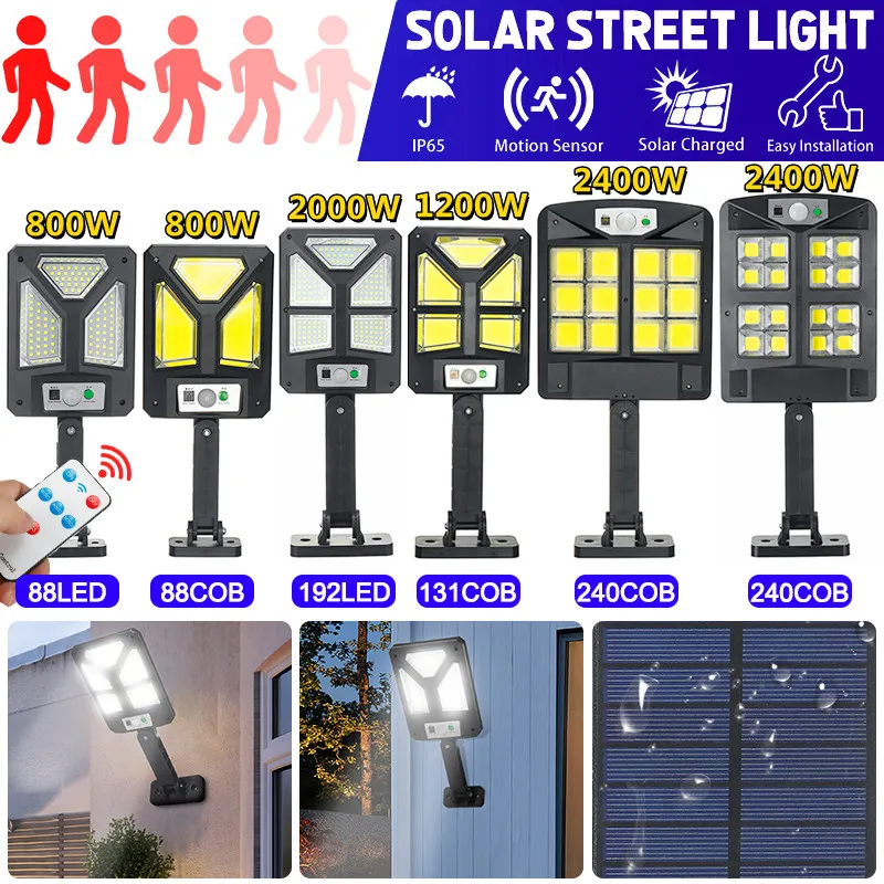 

Уличный светодиодный светильник на солнечной батарее, 240 Вт, с датчиком движения