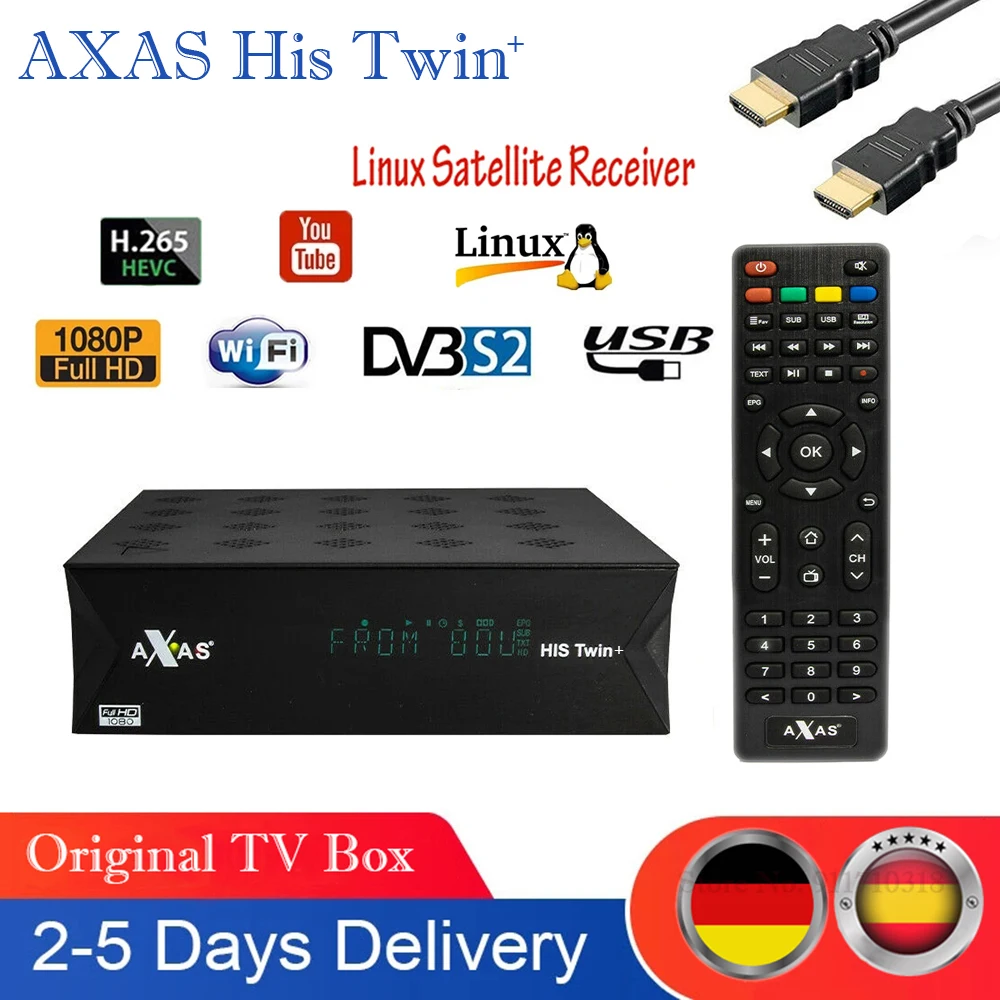 Axas seu gêmeo mais receptor de tv por satélite 1080p hd linux enigma2 duplo DVB-S2 sintonizadores construir em wifi aberto atv e2 caixa de tv receptor de gordura