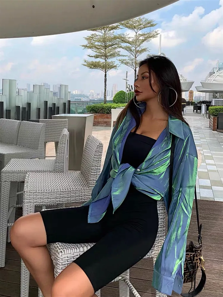 Новинка 2019 рубашка в гонконгском стиле ранней осени женская блузка с блестками