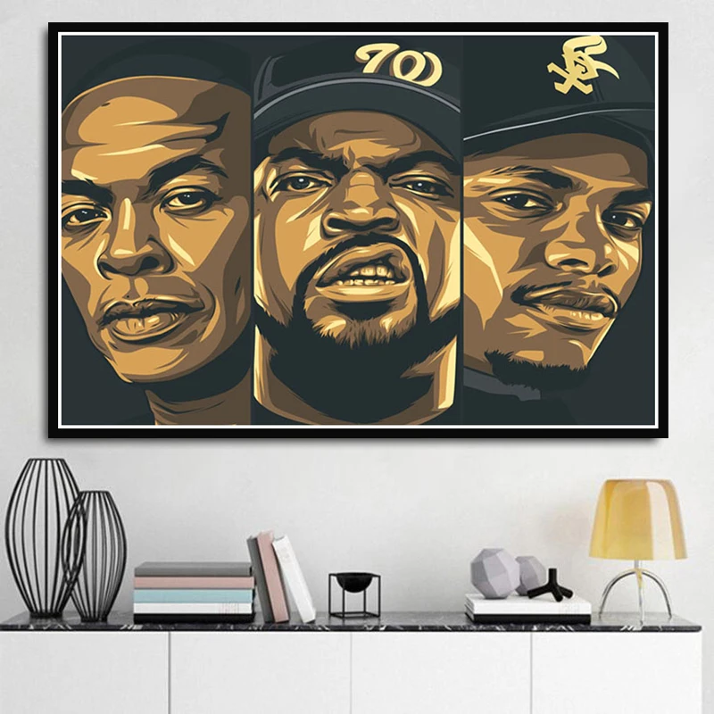 

Poster Prints NWA Hip Hop Music Singer Star Rap Ice Cube Eazy-E Canvas Oil Painting Art Wall Pictures Living Room Home Decor