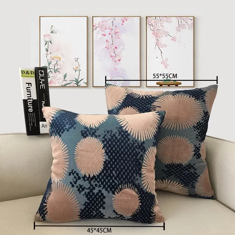 

Fireworks Pattern Pillow Case Chenille Flocking Cushion Cover Blue Green Pink Home Decorative Pillow Cover 45x45cm/30x50cm
