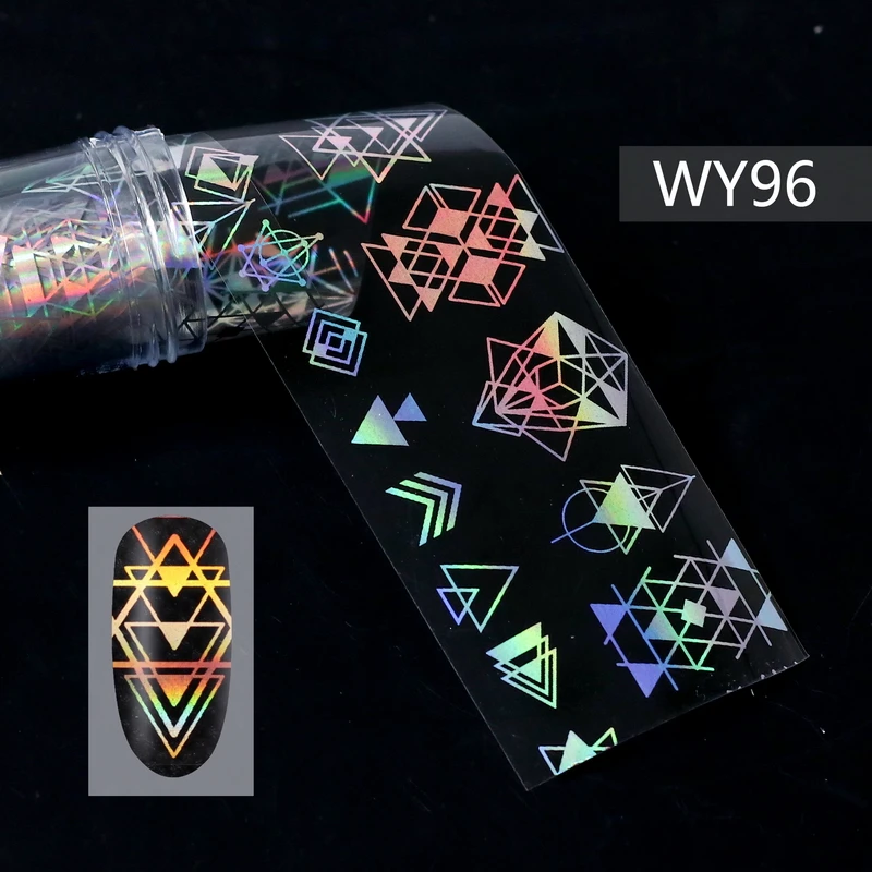 Y96 Nail Foils 1 шт. голографические наклейки-лак для ногтей Переводные Звездные полоски наклейки для дизайна ногтей смешанные узоры ползунки для хобби ногтевой дизайн - Цвет: Y96 Nail Foils