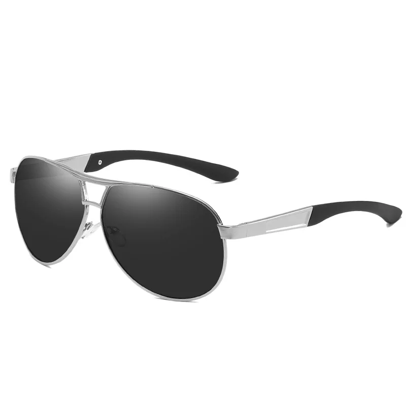 SILVER-BLACK SIMPRECT пилотные очки Для Мужчин Поляризованные Вождения UV400 высокое качество Металлические солнцезащитные очки в стиле ретро люнет De Soleil Homme YJ0361 - Цвет линз: SILVER-BLACK
