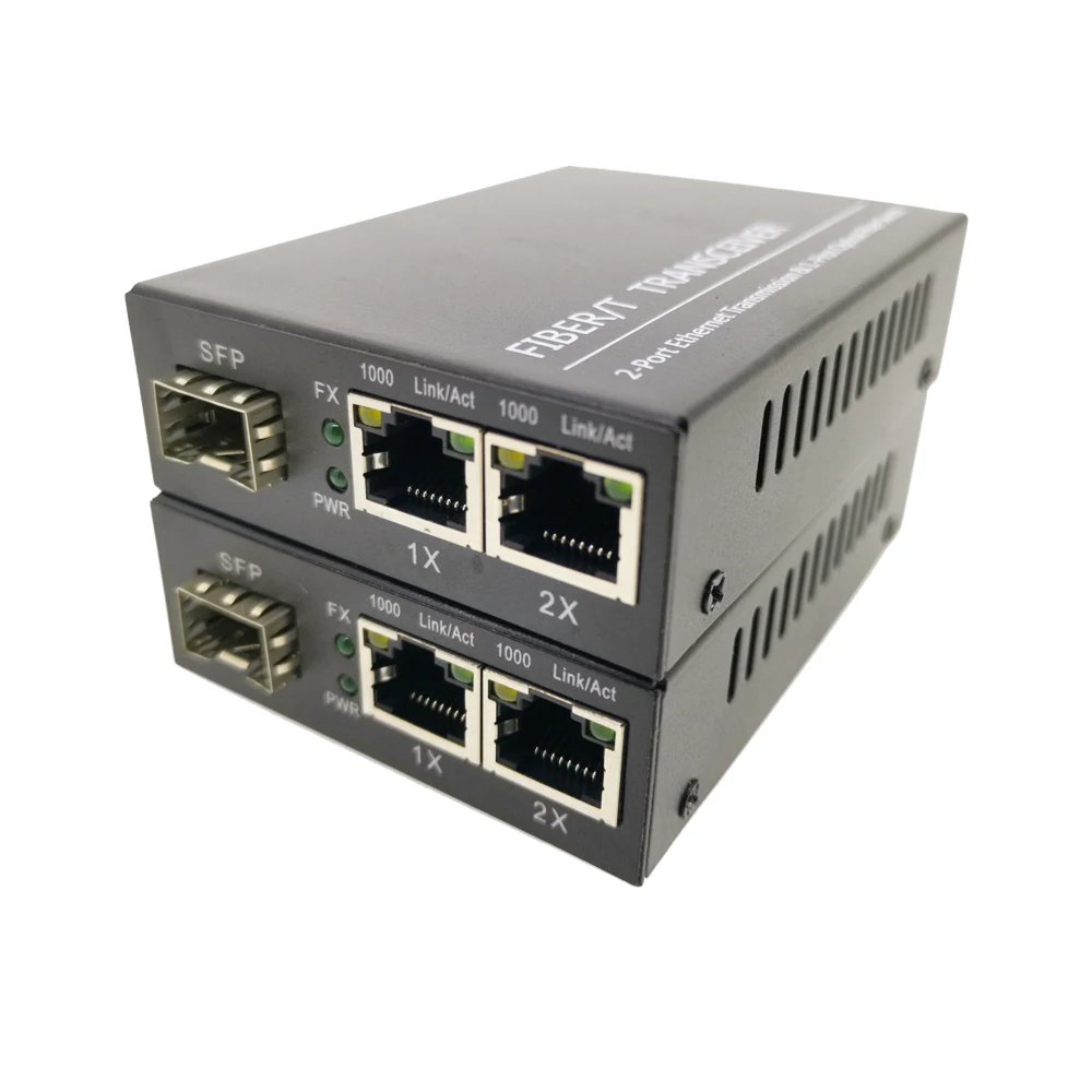 2 шт. конвертер SFP на 2*10/100/1000 м RJ45 гигабитный медиаконвертер 1000 Мбит/с