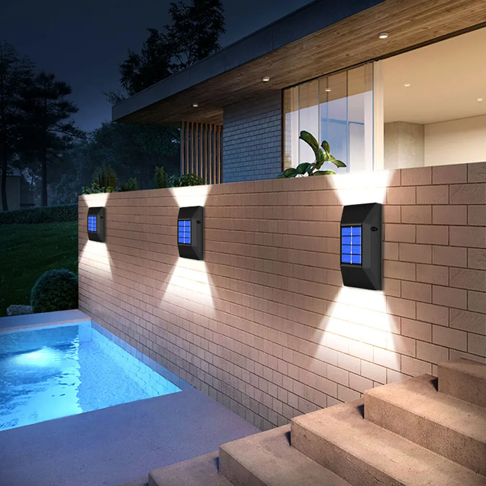

Solar Wall Light LED Garden Lamp Decorative Fence Light Outdoor Waterproof Solar Powered Lamps Retro Pane Yard Street Lighting