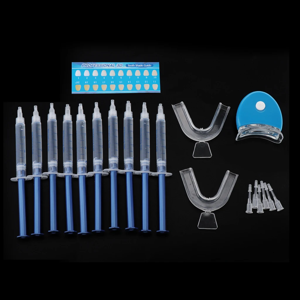 

Teeth Whitening Kit Tooth Whitener Gel Bleach w/10 Pcs Gel Pen+ Led Light+Tray