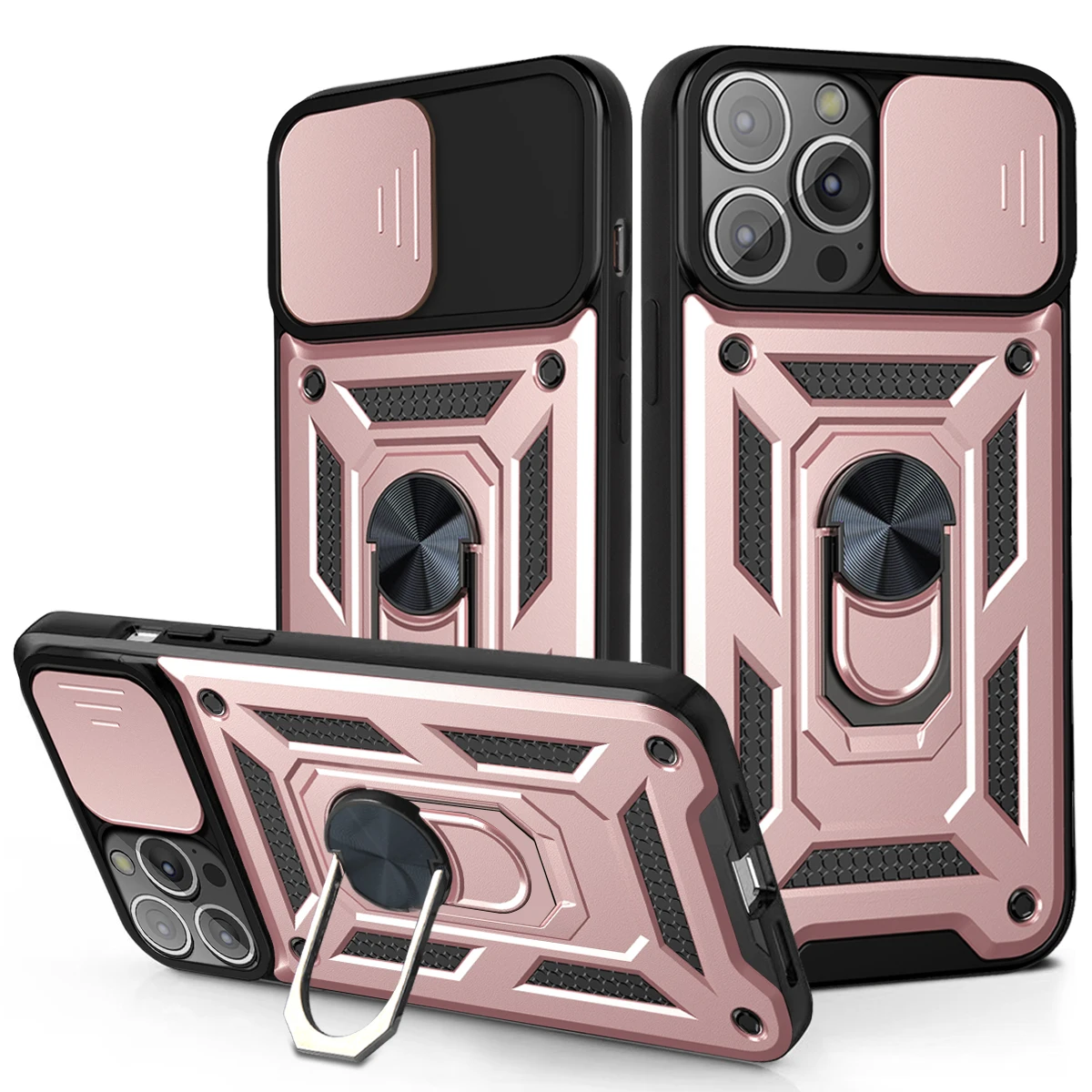 

Push Window Anti-fall Armor Phone Case For Realme 7i 5 5S 5i 6i V13 Q3 Q3I 5G Narzo 10 20 30A Sturdy Shockproof With Stand Cover