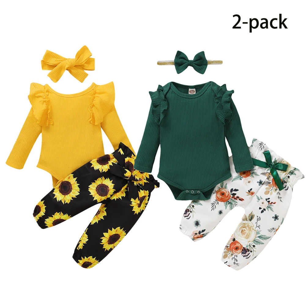 

2Pcs/Lot VIP Summer Newborn Baby Girls Clothes Baby Spring Bodysuit Top+ Pants +headband Outfits Set Roupa 3-18 Months Clothing