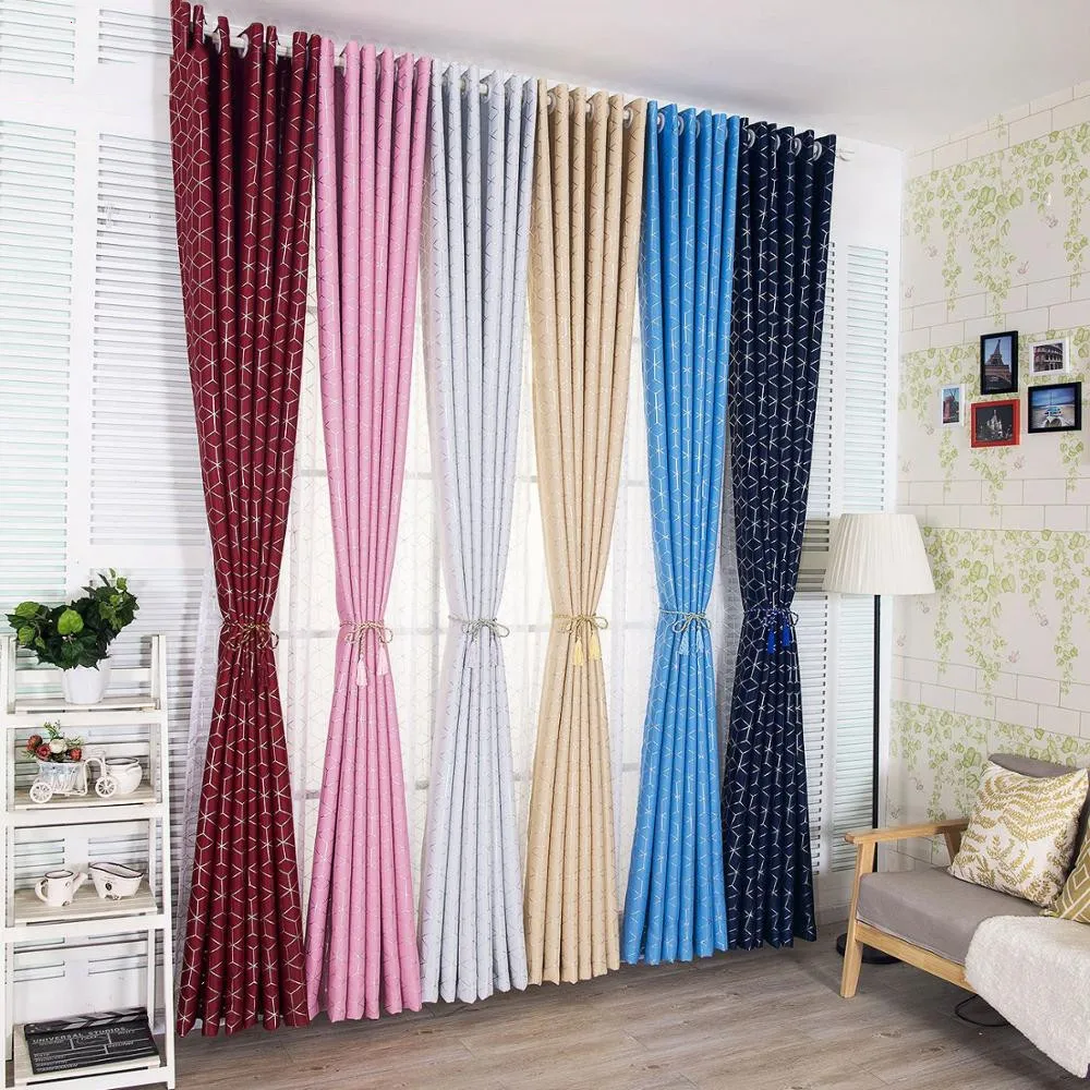 

Modern Solid Color Plaid Curtain Window Bedroom Blackout Curtain For Living Room Sheer Fabrics Blinds Treatment Custom X550#30