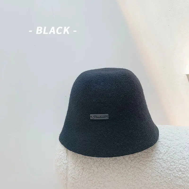 

2021 New Ladies High Quality Knitted Bucket Hats Autumn and Winter Solid Color Shade Warm Basin Hat