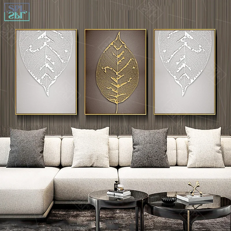 

Modern Home Decor Gold Leaf Canvas Painting Nordic Style Posters and Prints Abstract Minimalist Wall Art Picture for Living Room