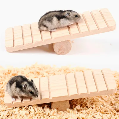 

Hamster Wooden Sports Toys Solid Wood Seesaw Original Wooden Non-Slip Molar Swing Hamster Accessories Decorative Items