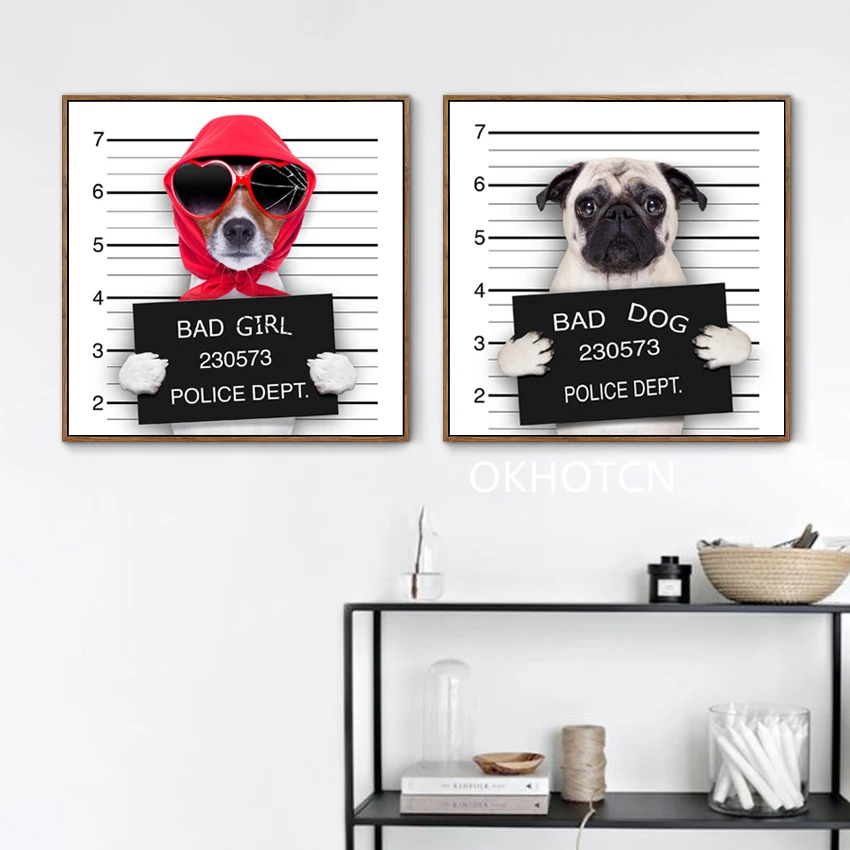 

Abstract Funny Bad Dog Print Home Decor Nordic Canvas Painting Wall Art Picture Living Room Nordic Art Decor Painting