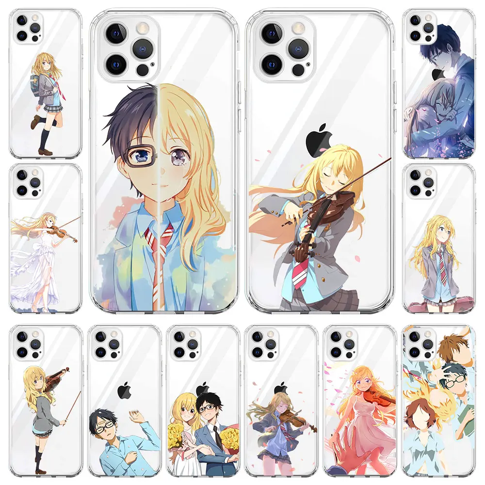 

Your Lie in April Anime Phone Case For iPhone 13 11 12 Pro Max X XR XS 7 8 Plus SE 2020 Luxury Clear Soft Cover Coque Funda Capa