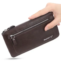 baellerry top quality leather card holder luxury brand men wallet long clutch purses fashion high capacity business slim wallet