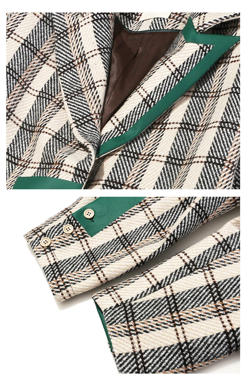 

[EAM] Women Plaid Split Long Big Size Trench New Lapel Long Sleeve Loose Fit Windbreaker Fashion Spring Autumn 2021 19A-a120