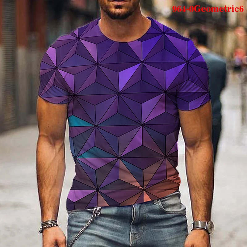

Plus Size Men T-Shirt 2021 Summer Geometric Circle 3D Print Top Tees Shirts Fashion O-Neck Short Sleeve Casual Loose Men Tshirts