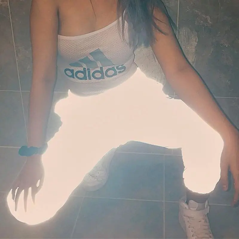 Шаровары размера плюс со средней талией однотонные ночные Светоотражающие брюки