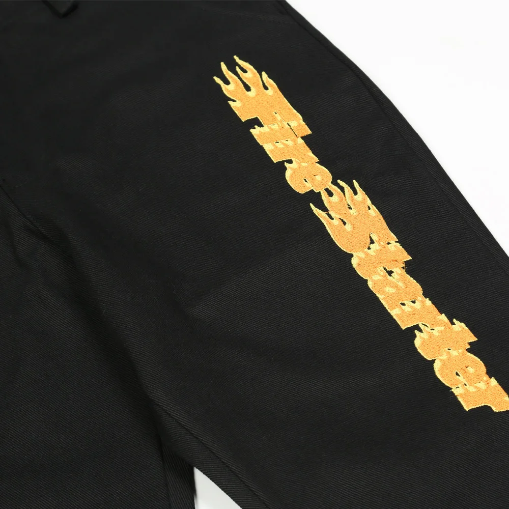 2021 New Arrival Yellow Flame Print Straight Men Baggy Jeans Pants Black Cotton Hip Hop Oversize Denim Trousers Pantalon Homme