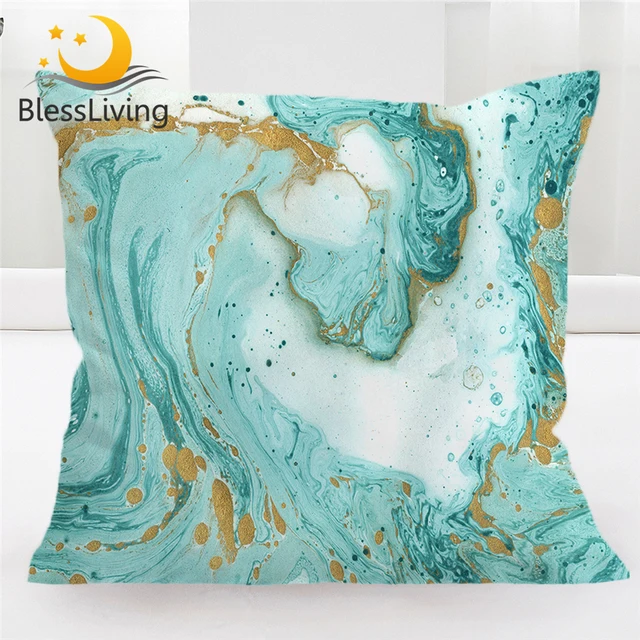 BlessLiving Marble Throw Pillow Case Modern Geometric Square Decorative Pillow Covers Fashion Cushion Cover Sofa Home Decoration 1