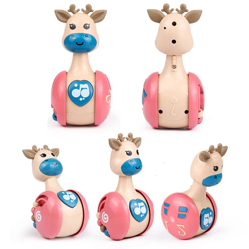 Sliding Deer Tumbler Rattle Toys For 0-12 Months Baby Newborn Teether Rattle Education Infant Hand Bell Mobile Stroller Toy Gift