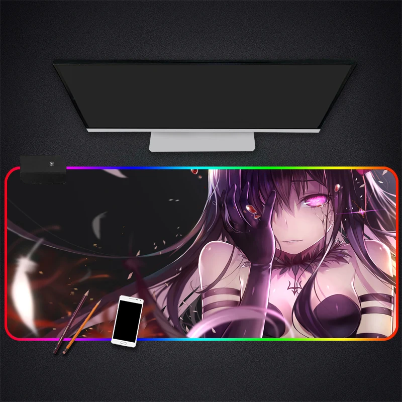 Игровой коврик для мыши с аниме волшебной девушкой RGB игровой компьютерный