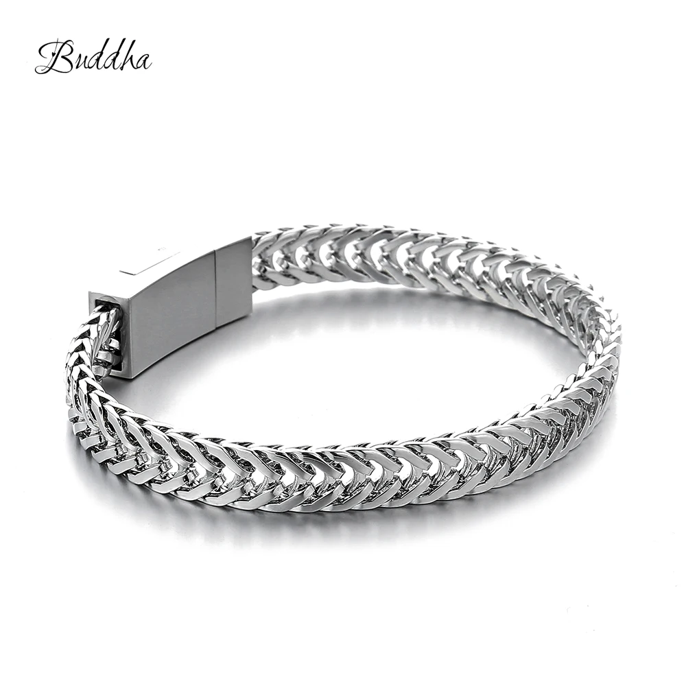 Pulseira Masculina Будда Браслеты Серебряный тон звено цепочка браслет на запястье для мужчин ювелирные изделия подарок Хорошее качество