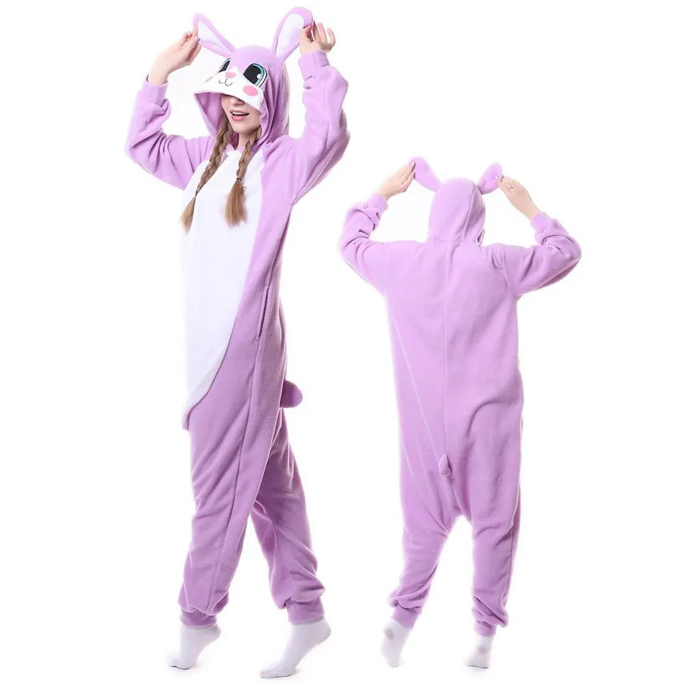 

Кигуруми фиолетовый кролик Хэллоуин Косплей Костюм животные комбинезон семья для взрослых детей Аниме Пижама смешной карнавал женский кос...