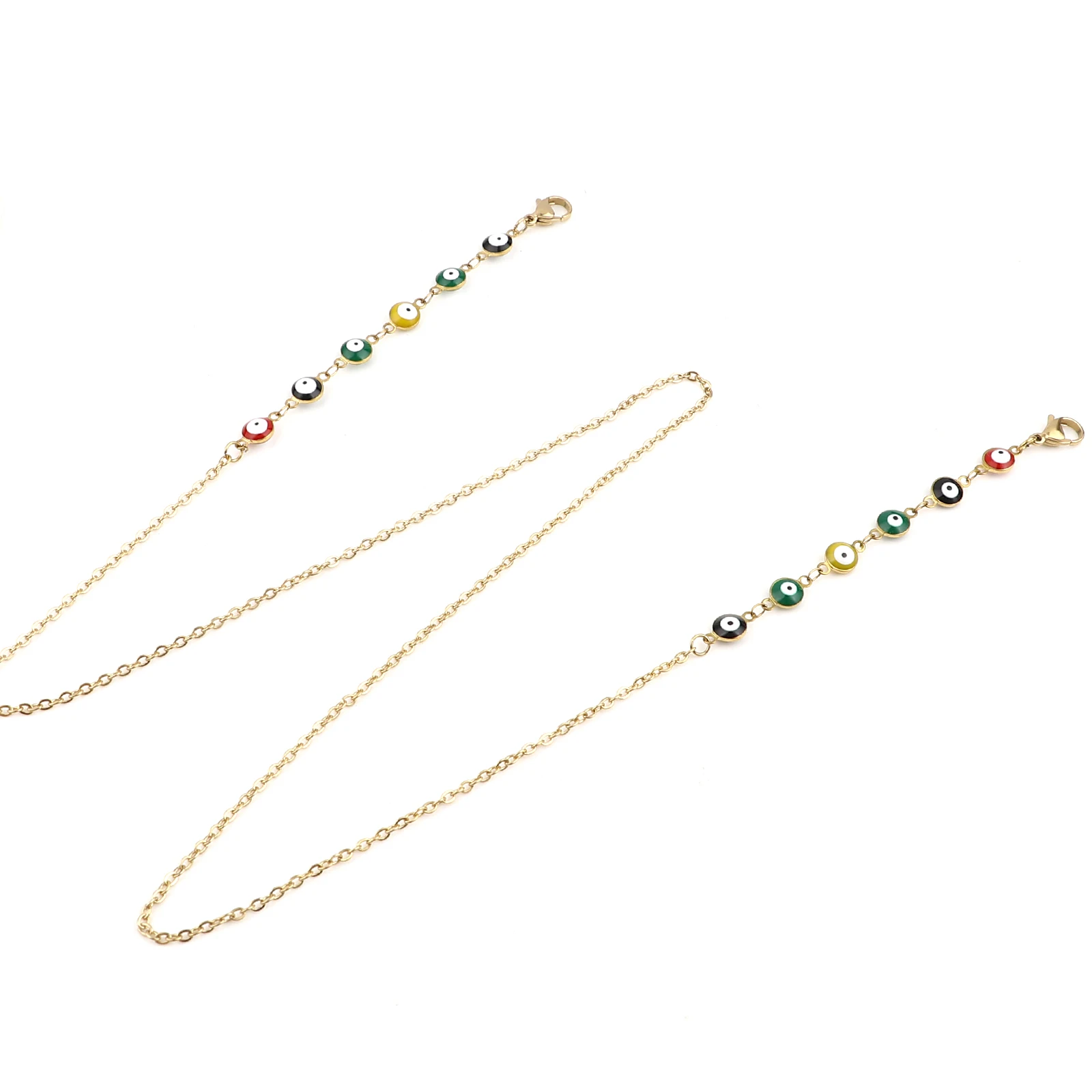 Цепочка сглаза из нержавеющей стали с эмалью для женщин фурнитура линз цепь