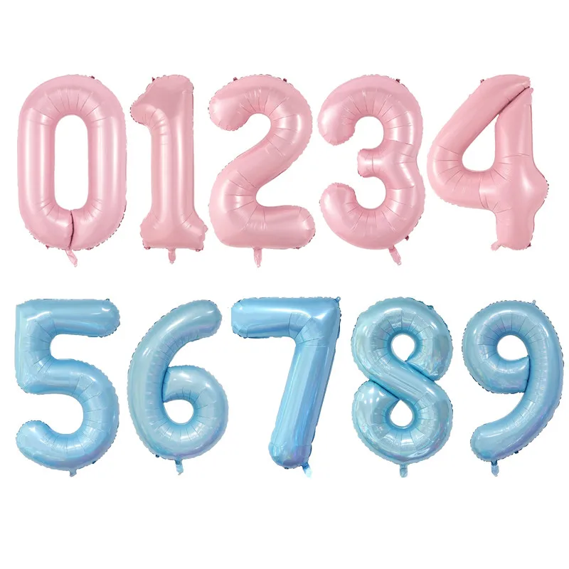 40inch Pastel Baby Blue Pink Foil Number Balloon 1 2 3 4 5 6 7 8 9 Birthday Party Baby Shower Wedding Decoration Festival Ballon