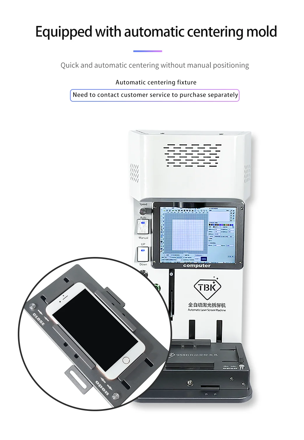 Лазерный Аппарат для лазерной резки диодов TBK 958B с автофокусом и ЖК-дисплеем IPhoneX