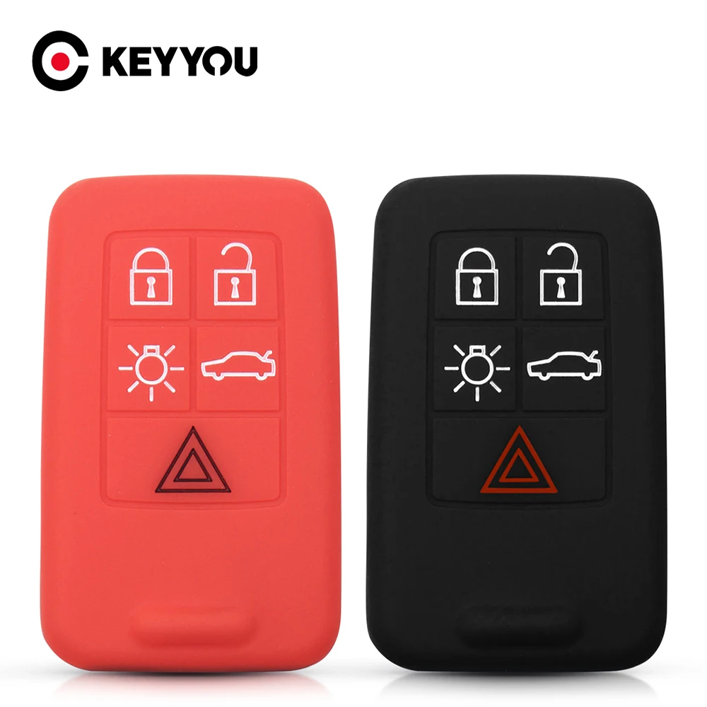 KEYYOU For Volvo Car Key Case For C30 C70 S40 S60 S70 S80 V40 V50 V70 XC60 XC90 6 Button Smart Remote Car Key Silicone Case
