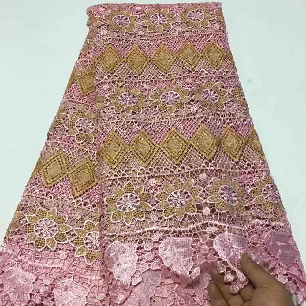 

African Cord Lace Fabric 2020 High Quality Nigerian Guipure Net Lace Fabric Embroidery French Swiss Voile Lace For women Dress